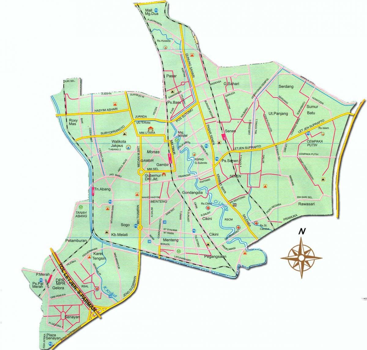 zemljevid Jakarta pusat
