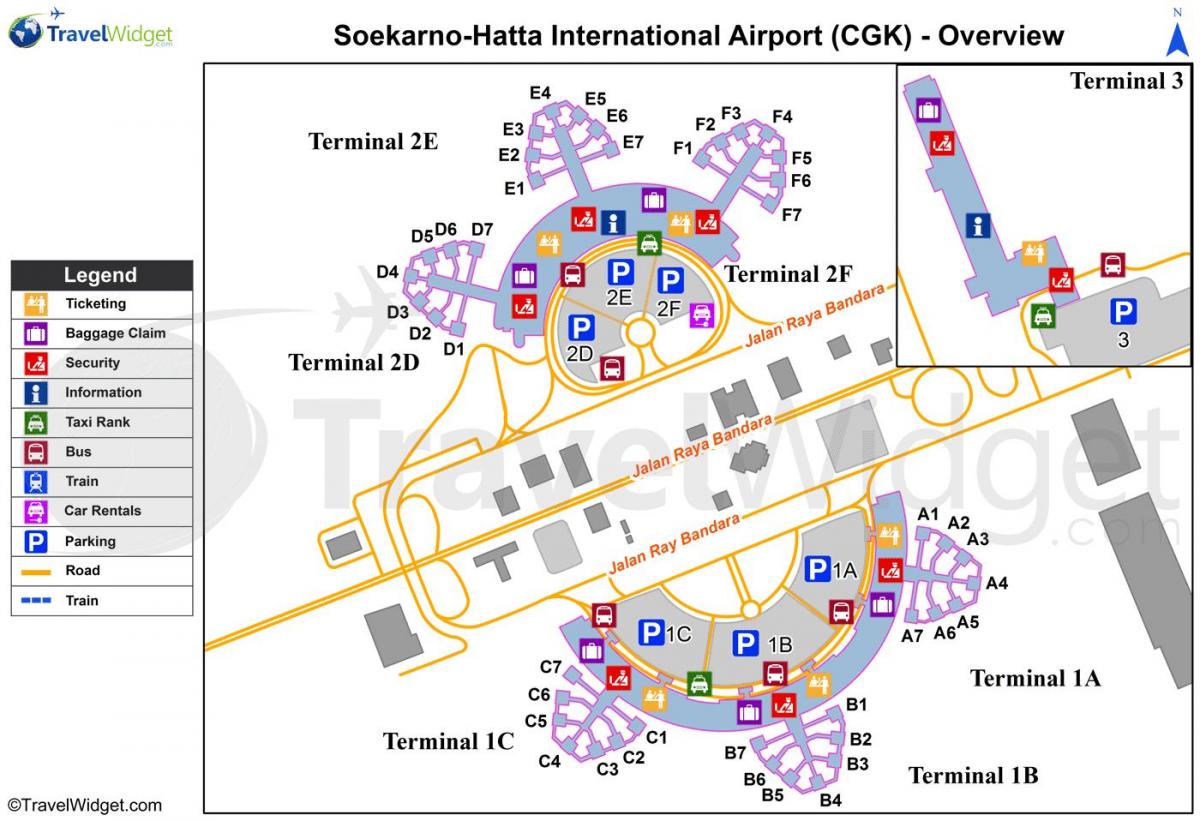 soekarno hatta letališki terminal zemljevid