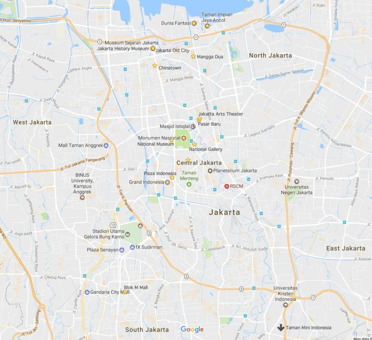 zemljevid Jakarta nočno življenje