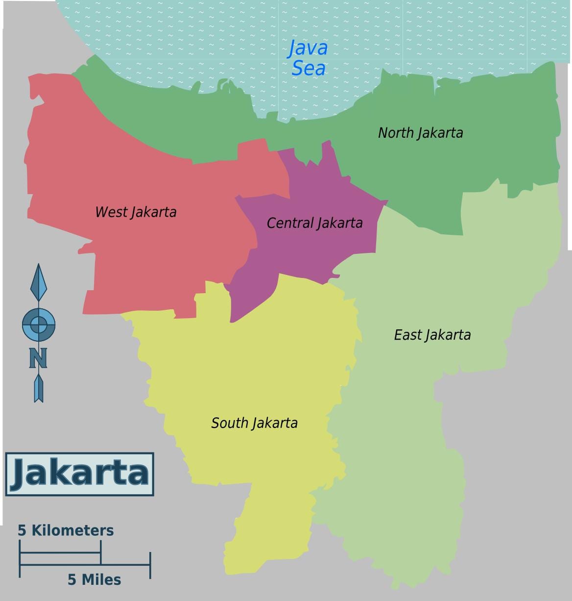 zemljevid Jakarta okolišev