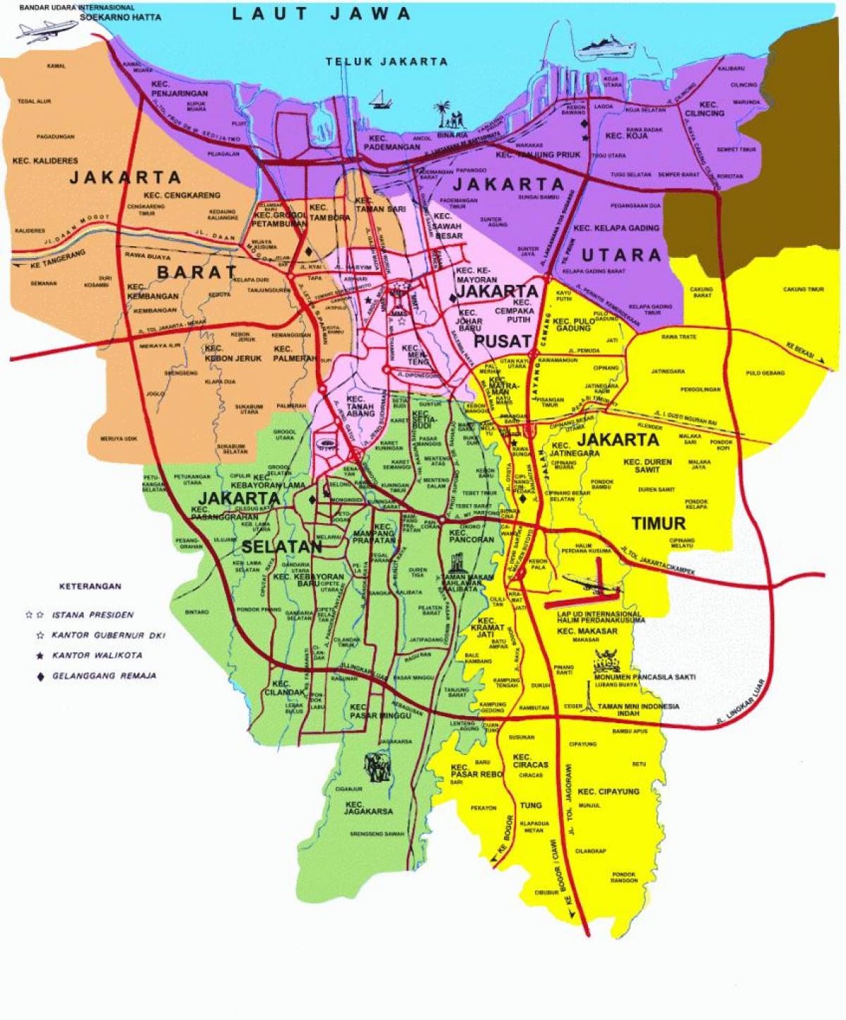 zemljevid Jakarta zanimivosti