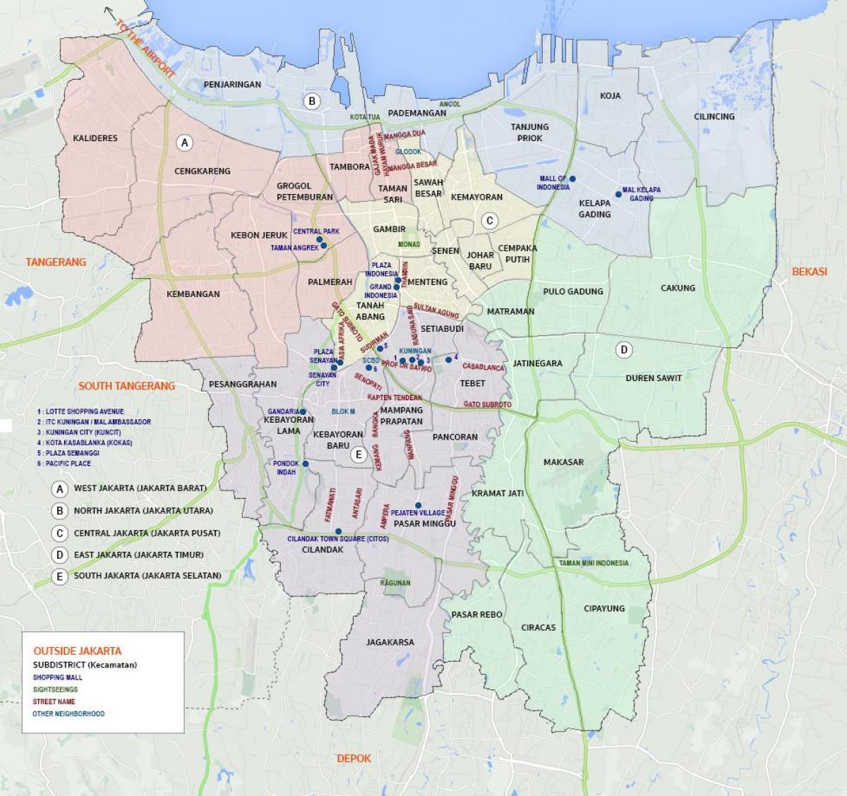 zemljevid zahodno Jakarta