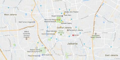 Zemljevid Jakarta nočno življenje
