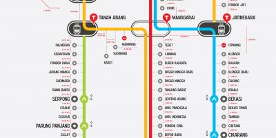 Primestne linije Jakarta zemljevid